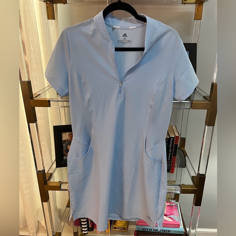 adidas Light Blue Short Sleeve Mini Dress with Zip